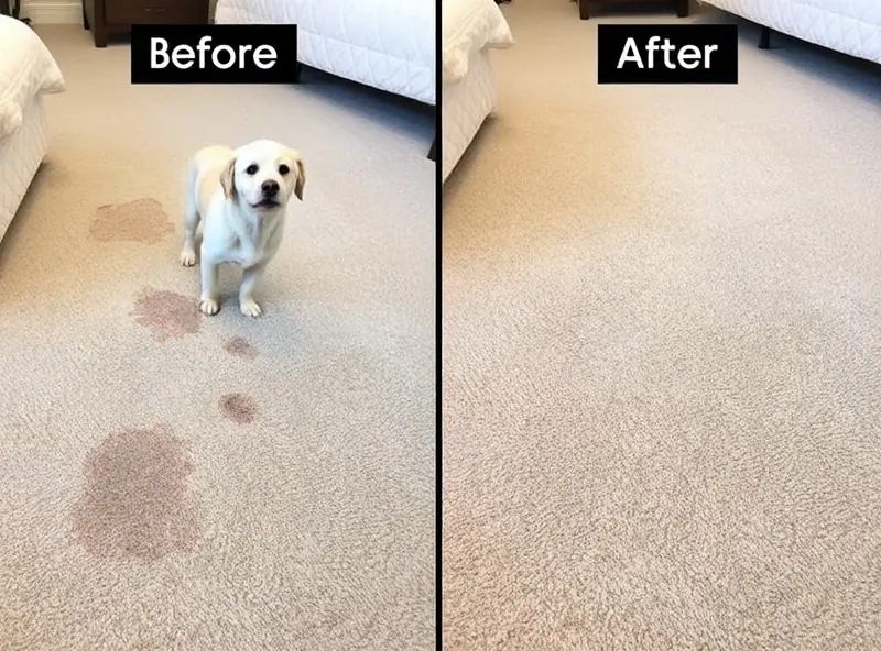 Bedroom carpet cleaning before and after
